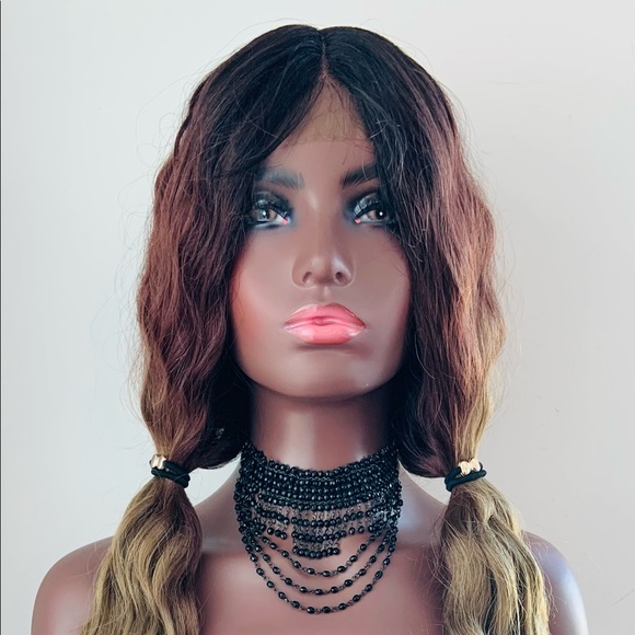 28” Ombre Auburn/Toffee Brown Lace Front Synthetic Wig - Picture 6 of 11